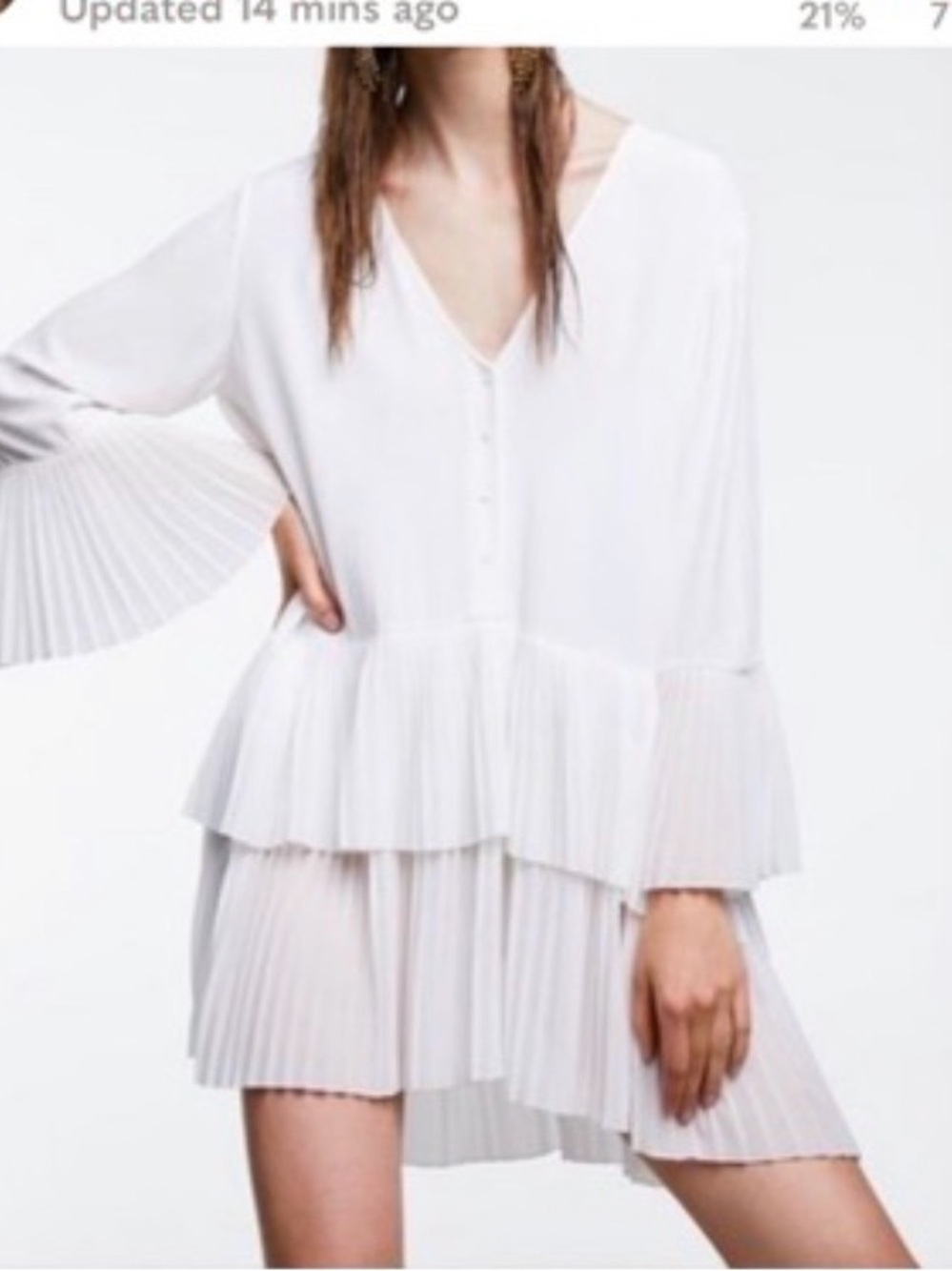 Zara shirt dress high low white Pleated XS - Picture 3 of 12